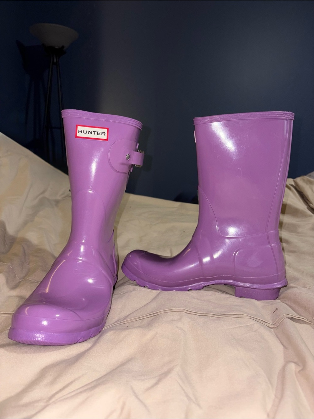 Authentic Hunter Original Short Gloss Rain Boots Thistle Purple Women’s US 9 NIB - Picture 3 of 7